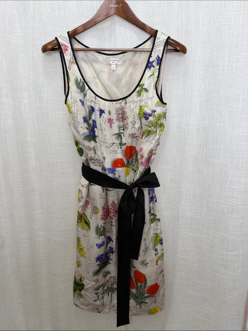 Moulinette Soeurs Silk Floral Print Sleeveless Belted Dress Size 14